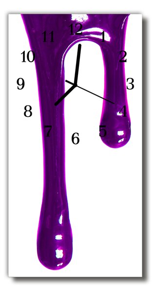 Ceas de perete din sticla vertical Vopsea violet lichid
