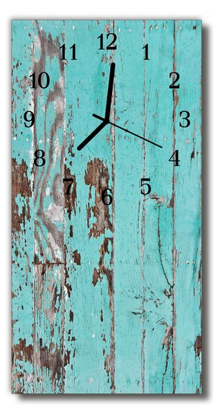 Ceas de perete din sticla vertical Albastru retro lemn