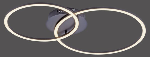 JUST LIGHT. GmbH Ivanka Plafonieră LED, două inele, negru, reglabil, Negru, dormitor, Metal, Modern