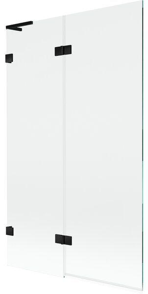 Mexen Lunar L, paravan de cadă cu 2 aripi stânga 110 x 150 cm, sticlă transparentă, negru mat, 897L-110-100-70-00-L