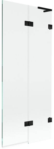Mexen Lunar L, paravan de baie cu 2 aripi dreapta 80 x 150 cm, sticlă transparentă, negru mat, 897L-080-100-70-00-P