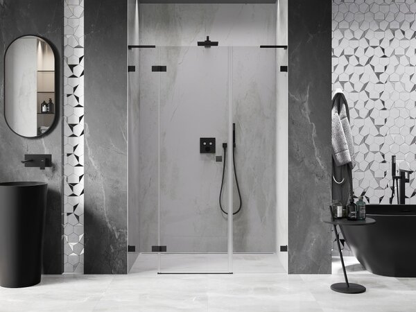 Mexen Lunar L, ușă de duș cu balamale pe dreapta 120 cm, sticlă transparentă, profil negru, 834SL-120-050-70-00-P