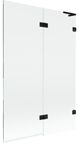 Mexen Lunar L, paravan de cadă cu 2 aripi, dreapta, 120 x 150 cm, sticlă transparentă, negru mat, 897L-120-100-70-00-P