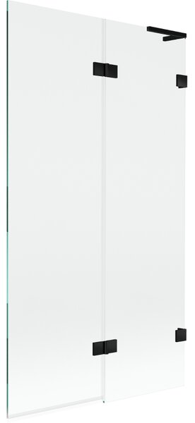 Mexen Lunar L, paravan de cadă cu 2 aripi, dreapta, 100 x 150 cm, sticlă transparentă, negru mat, 897L-100-100-70-00-P