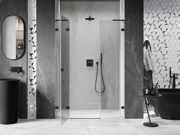 Mexen Lunar L, ușă de duș cu balamale pe dreapta 120 cm, sticlă transparentă, profil negru, 834SL-120-050-70-00-P