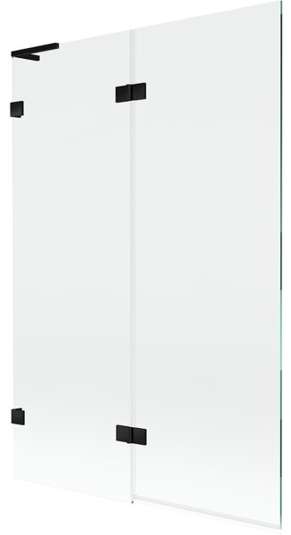 Mexen Lunar L, paravan de cadă cu 2 aripi stânga 120 x 150 cm, sticlă transparentă, negru mat, 897L-120-100-70-00-L
