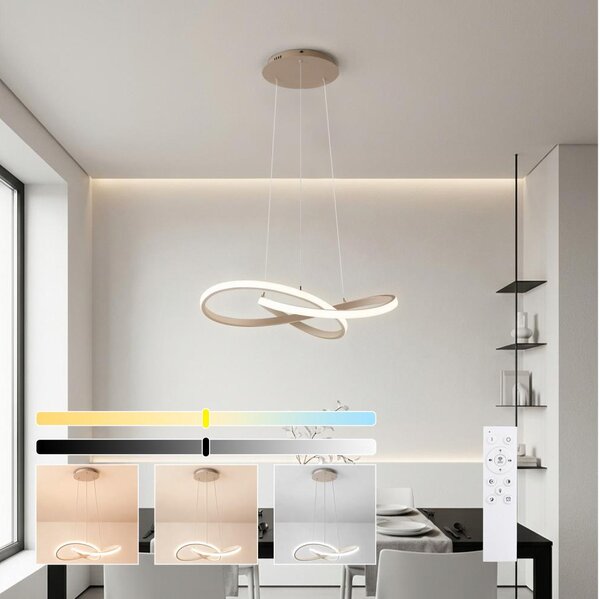Brilagi - Lustru LED dimmabil pe cablu INFINITY LED/55W/230V 50x50 cm bej + telecomandă