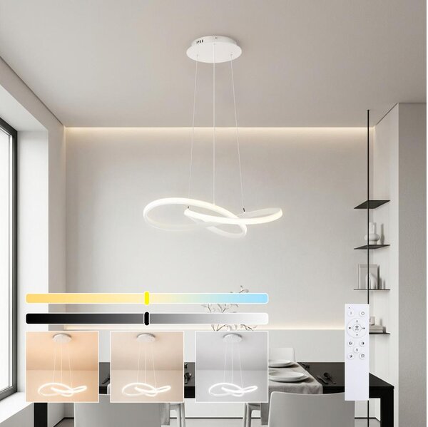 Brilagi - LED dimabil lustră suspendată pe cablu INFINITY LED/55W/230V 50x50 cm albă + telecomandă