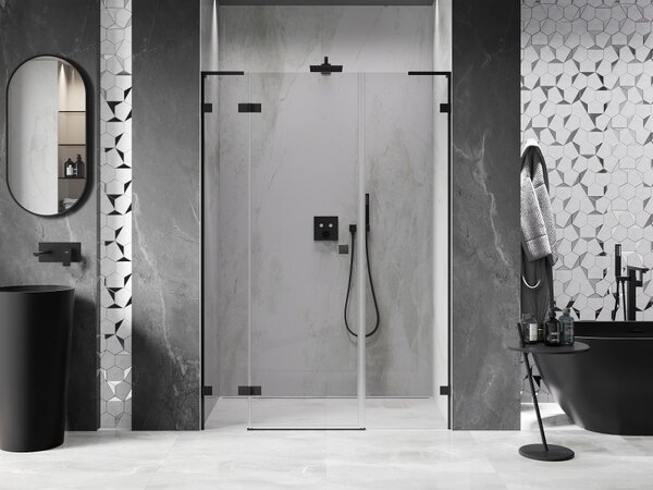 Mexen Lunar L, ușă de duș cu balamale pe dreapta 120 cm, sticlă transparentă, profil negru, 834SL-120-050-70-00-P