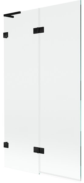 Mexen Lunar L, paravan de cadă cu 2 aripi stânga 100 x 150 cm, sticlă transparentă, negru mat, 897L-100-100-70-00-L