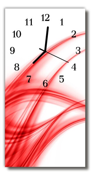 Ceas de perete din sticla vertical Liniile val art roșu
