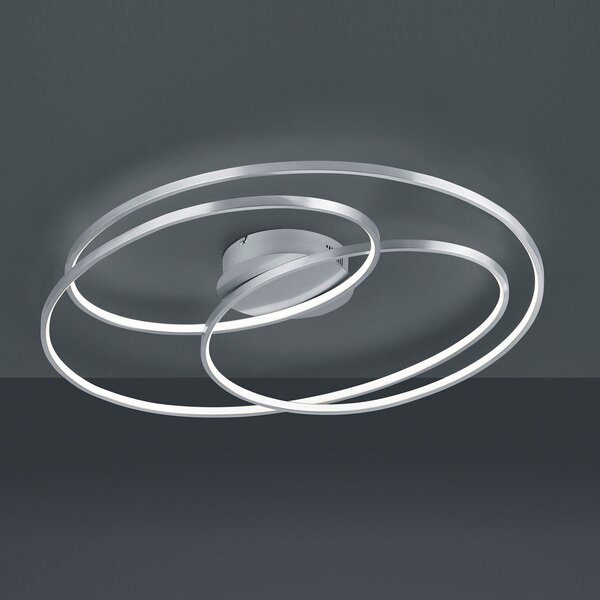 Trio Lighting Plafonieră LED Gale, 80 cm, nichel mat, reglabil, Gri, Camera de zi / sufragerie, Metal, Modern