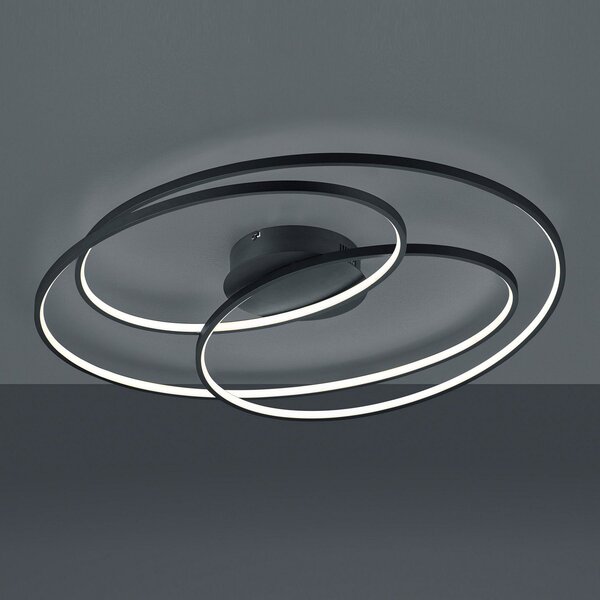 Trio Lighting Plafonieră LED Gale, 80 cm, negru mat, reglabil, Negru, Camera de zi / sufragerie, Metal, Modern