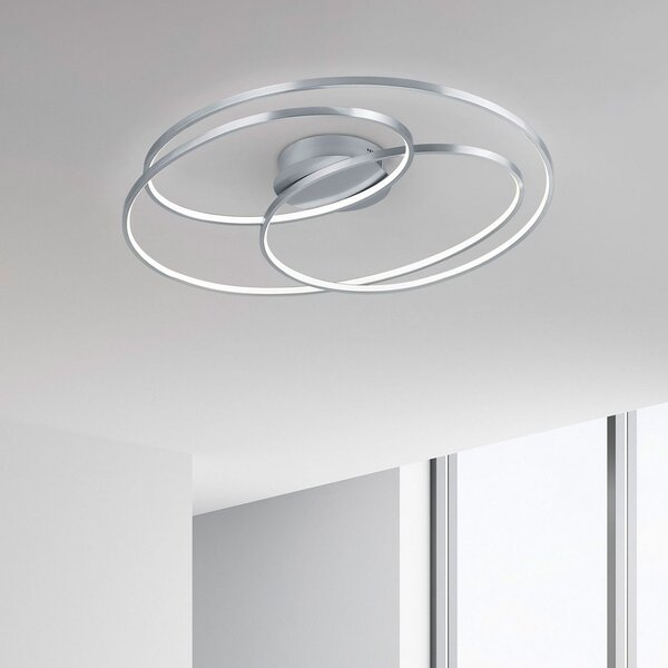 Trio Lighting Plafonieră LED Gale, 80 cm, nichel mat, reglabil, Gri, Camera de zi / sufragerie, Metal, Modern
