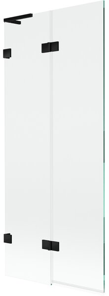 Mexen Lunar L, paravan de cadă cu 2 aripi stânga 80 x 150 cm, sticlă transparentă, negru mat, 897L-080-100-70-00-L