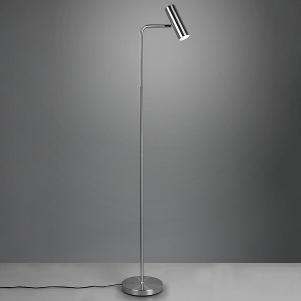 Trio Lighting Marley lampadar, nichel, înălțime 151 cm, metal, Gri, Camera de zi / sufragerie, Metal, Modern, Umbrelă în picioare
