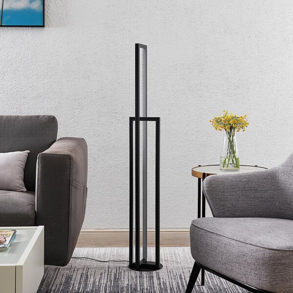 Lucande Lampadar LED Hylda, 123 cm, negru, aluminiu, reglabil, Negru, Camera de zi / sufragerie, Metal, Modern