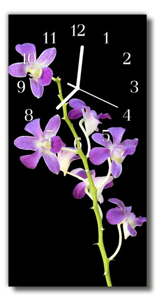Ceas de perete din sticla vertical Flori orhidee