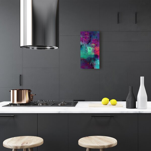 Ceas de perete din sticla vertical Linii de culoare abstract