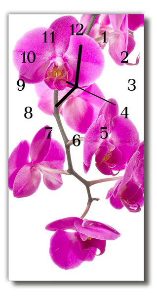 Ceas de perete din sticla vertical Orhidee roz flori