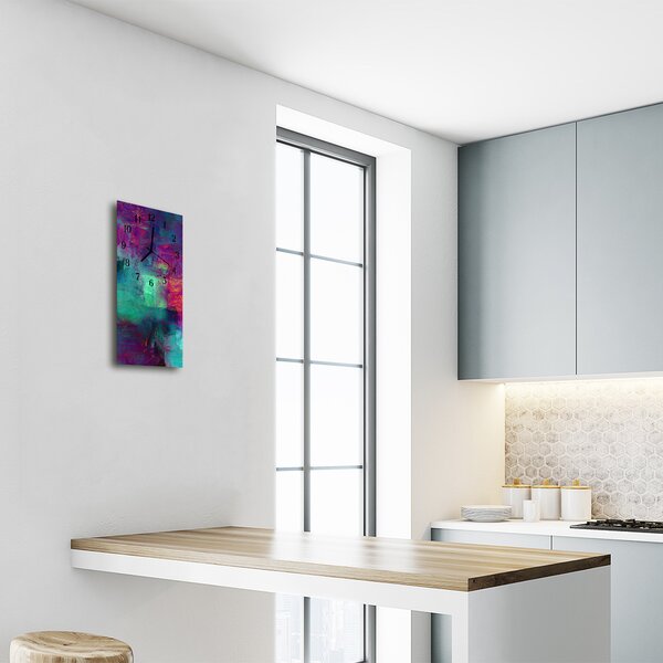 Ceas de perete din sticla vertical Linii de culoare abstract
