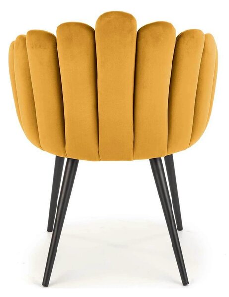 Scaun tapitat K410, galben mustar, stofa catifelata, 65x62x85 cm