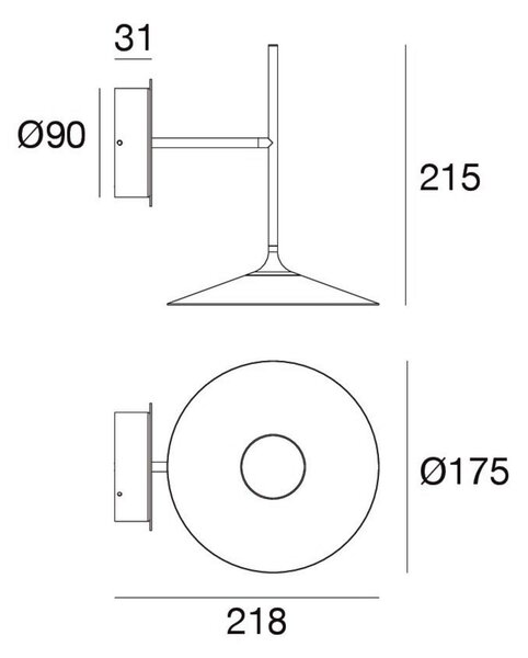 Linea Light Aplică de perete LED Poe Plus, alb, Alb, Camera de zi / sufragerie, Metal, Modern, Soclu de perete jos