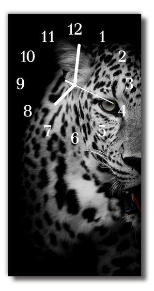 Ceas de perete din sticla vertical Animale tiger negru și alb