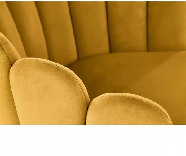 Scaun tapitat K410, galben mustar, stofa catifelata, 65x62x85 cm