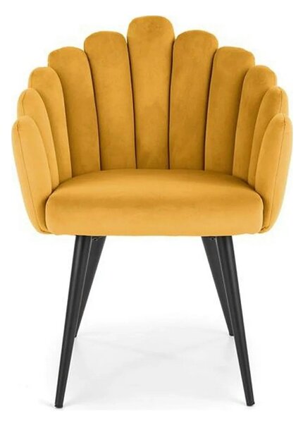 Scaun tapitat K410, galben mustar, stofa catifelata, 65x62x85 cm