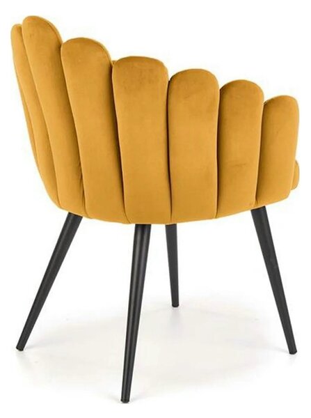 Scaun tapitat K410, galben mustar, stofa catifelata, 65x62x85 cm