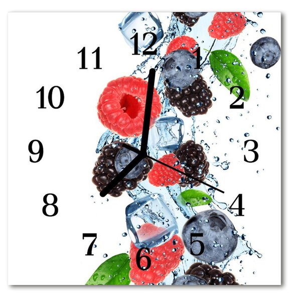 Ceas de perete din sticla pătrat Fructe Ice Cream fructe Blue Ice