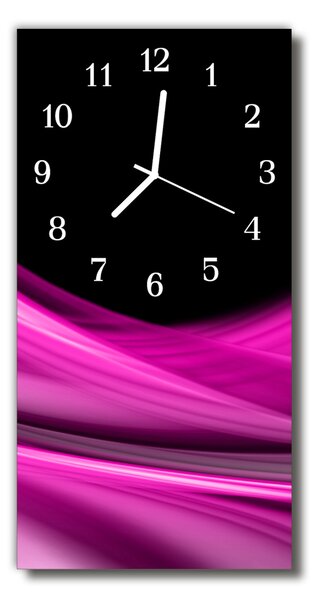 Ceas de perete din sticla vertical Arta abstractizare linii roz