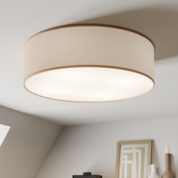 TK Lighting Plafonieră Rondo, bej, metal, Ø 45 cm, E27, reglabil, Bej, dormitor, Țesătură / Textil, Modern
