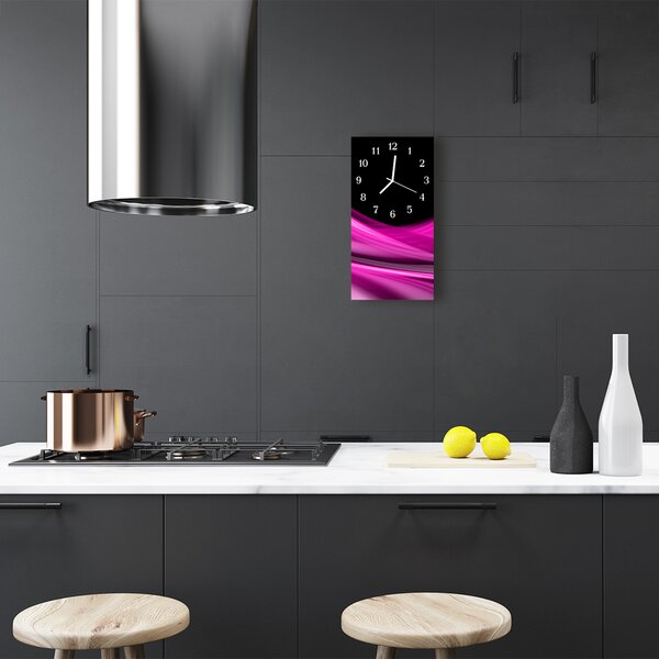 Ceas de perete din sticla vertical Arta abstractizare linii roz
