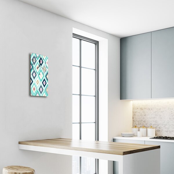Ceas de perete din sticla vertical Diamante grafice color