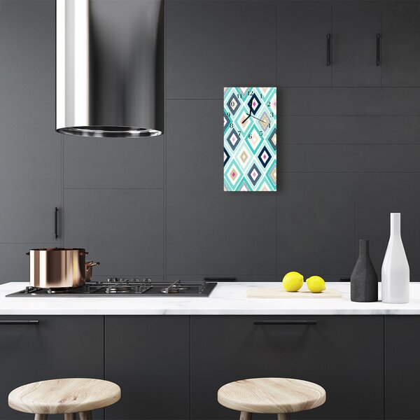 Ceas de perete din sticla vertical Diamante grafice color