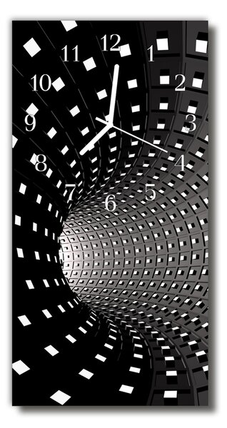 Ceas de perete din sticla vertical Tunel negru 3d