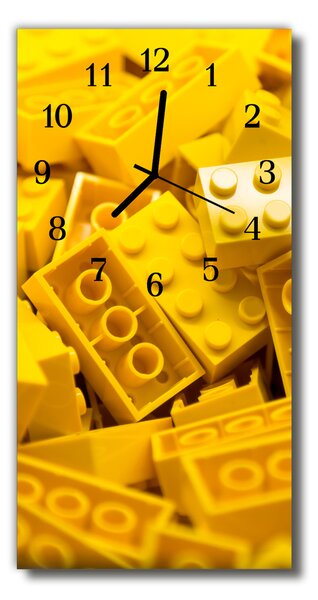 Ceas de perete din sticla vertical Galben lego