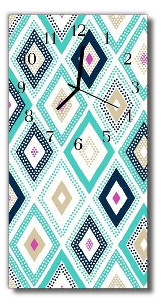 Ceas de perete din sticla vertical Diamante grafice color
