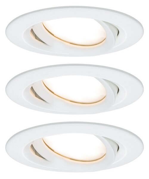 Paulmann Spot LED Nova Plus Coin, set de 3 bucăți, rotund, alb, 2.700 K, IP65, reglabil, Alb, Hol, Metal, Modern, Corpuri de iluminat încastrate rotunde