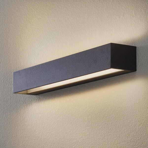BEGA Studio Line aplică lată negru/aluminiu 50cm, Negru, Hol, Metal, Modern, Perete unghiular