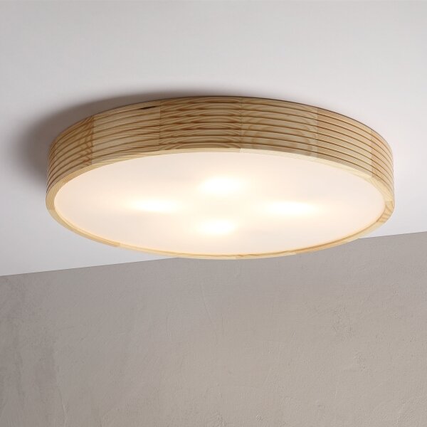 Plafonieră NATURAL MODERN cu 4 socluri E27 (15W, 230V), diametru 58 cm, din lemn de pin