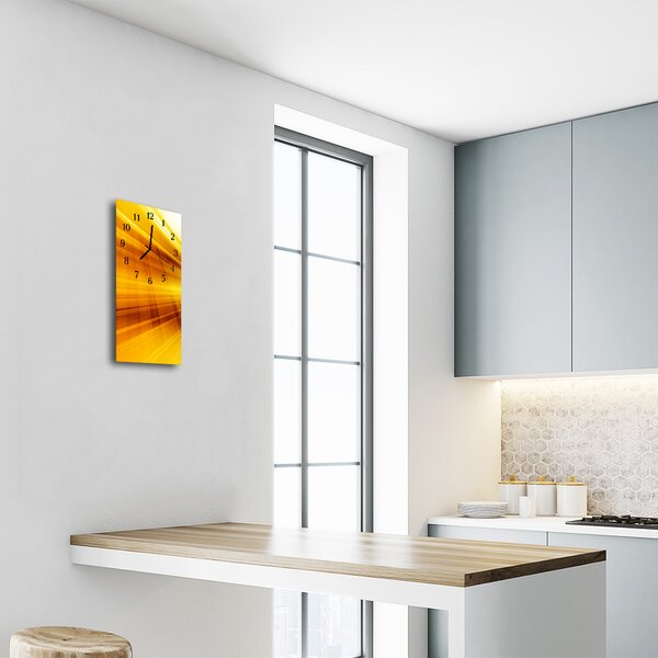 Ceas de perete din sticla vertical Art val linii galbene