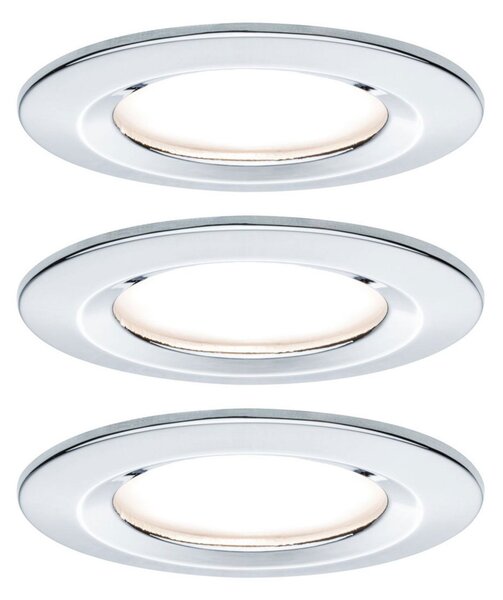 Paulmann 3x spot Nova rotund, IP44, dim, crom, reglabil, Metalic, Hol, Metal, Modern, Corpuri de iluminat încastrate rotunde