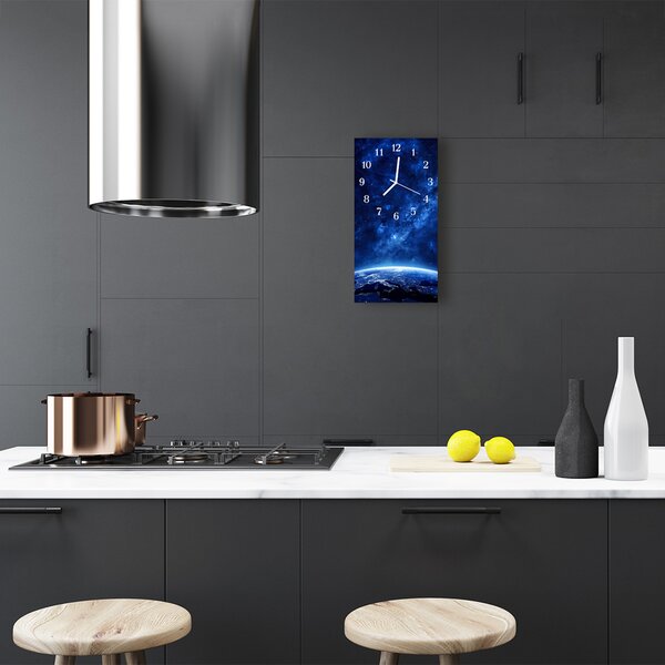 Ceas de perete din sticla vertical Blue star universe