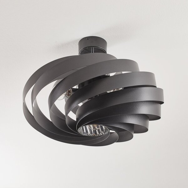 Domiluce Plafonieră Vento, negru, Ø 60 cm, metal, E27, reglabil, Negru, Camera de zi / sufragerie, Metal, Modern