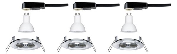Paulmann 3x spot Nova rotund, IP44, dim, crom, reglabil, Metalic, Hol, Metal, Modern, Corpuri de iluminat încastrate rotunde
