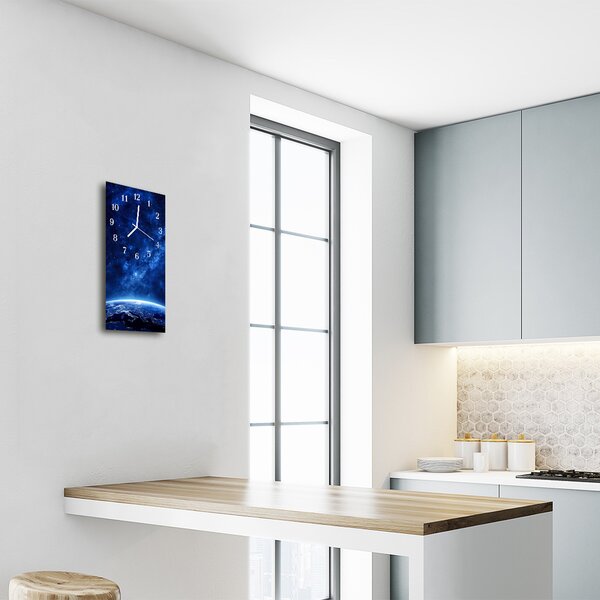 Ceas de perete din sticla vertical Blue star universe