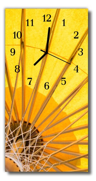 Ceas de perete din sticla vertical Umbrela galben